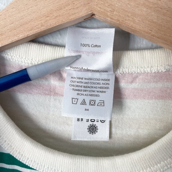 Hanna Andersson Print T-Shirt Dress Rainbow Stripes 8 (130) - Picture 7 of 9